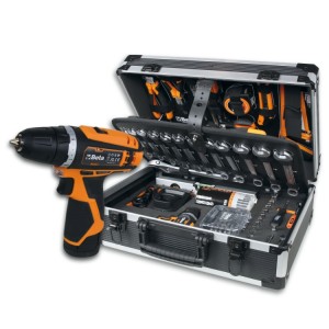 Valigia con assortimento di 147 UTENSILI per manutenzione generale incluso il nuovo TRAPANO AVVITATORE 12V